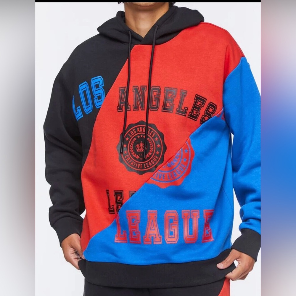 NEW Los Angeles League Forever 21 Graphic Hoodie Pullover Sweatshirt Men's Sz XL